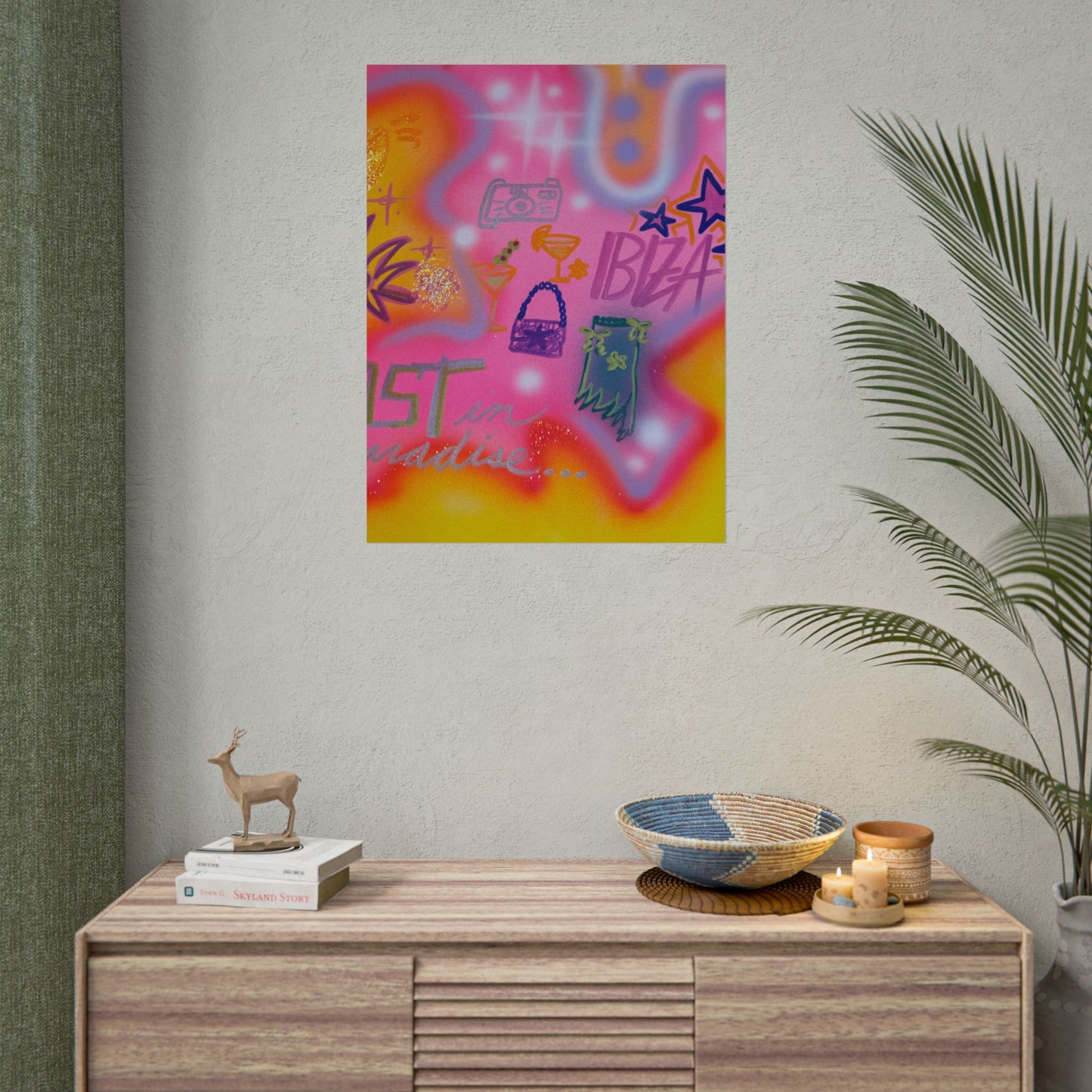 "ibiza" airbrush rolled print