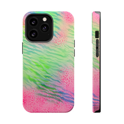 MagSafe "teal cheetah" airbrush iPhone case