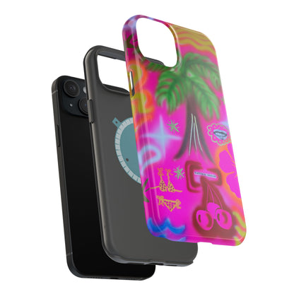MagSafe "neon pink palms" Airbrush iPhone-Hülle