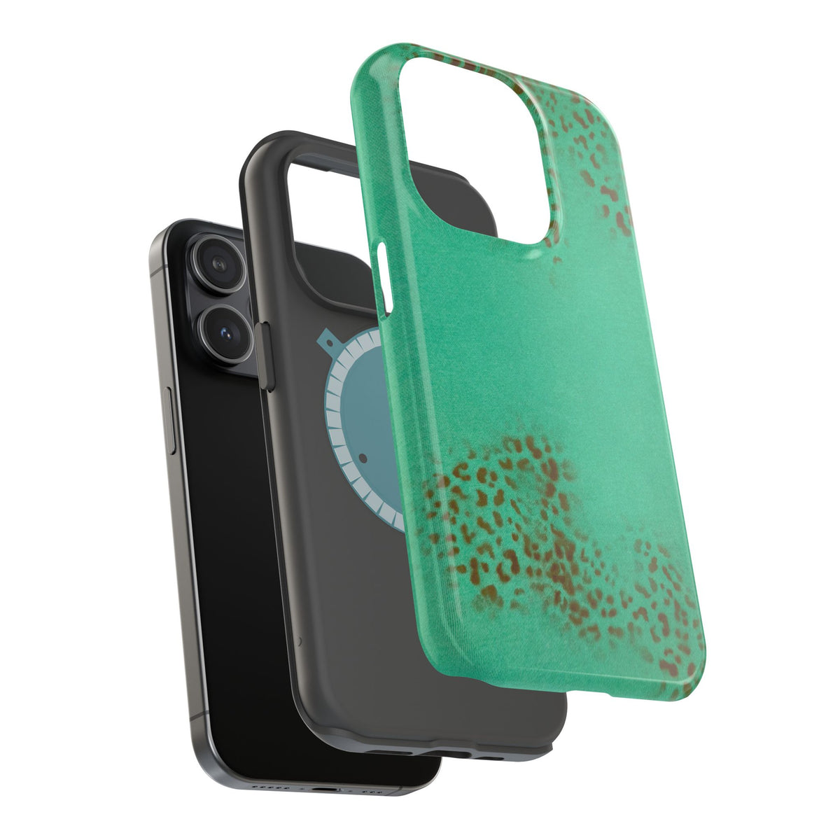 MagSafe "teal cheetah" airbrush iPhone case