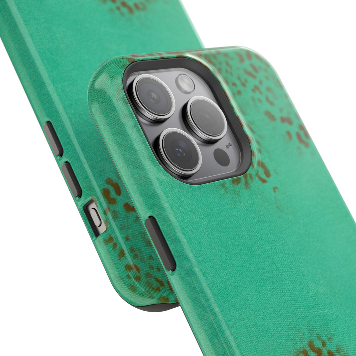 MagSafe "teal cheetah" airbrush iPhone case