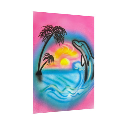 "dolphin love" airbrush rolled print