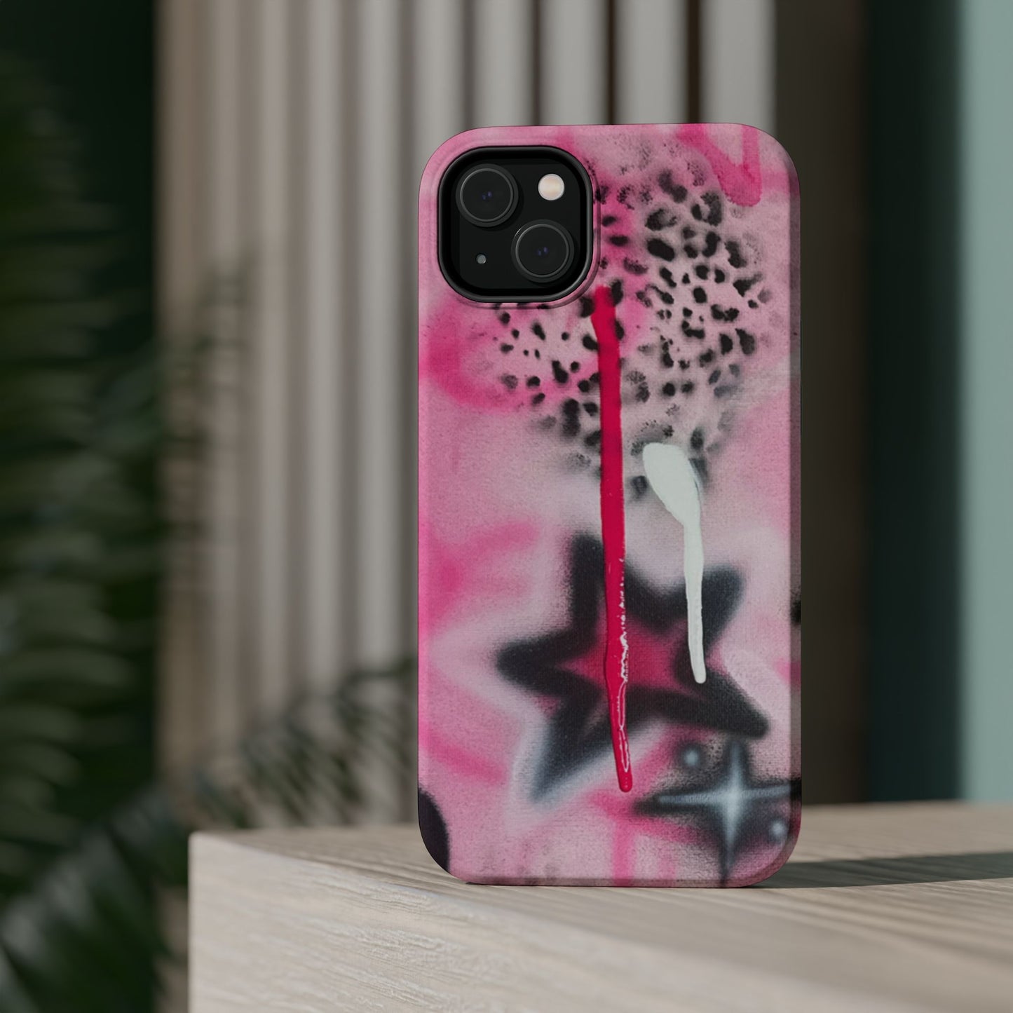 MagSafe "pink cheetah" airbrush iPhone case