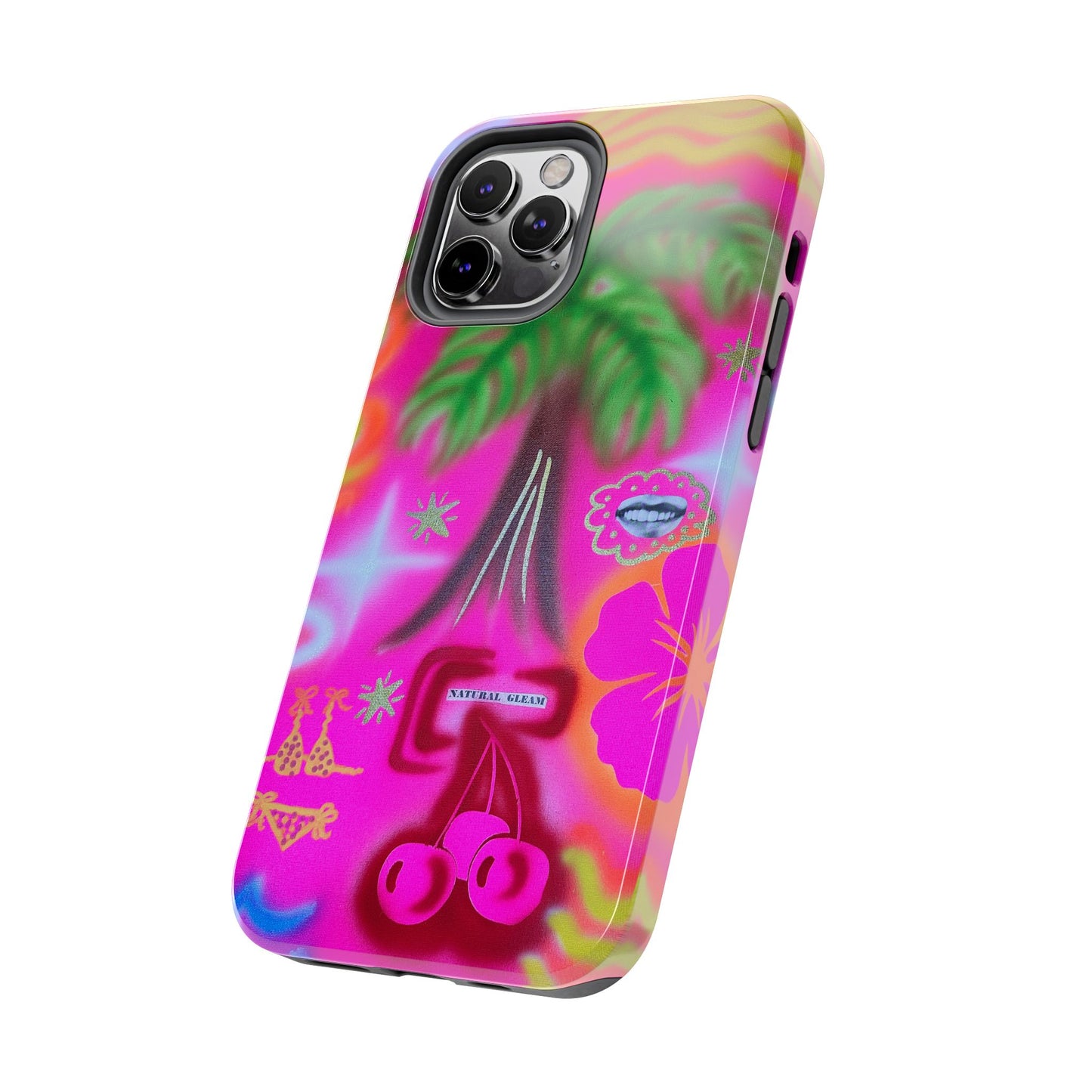 "neon pink palms" airbrush iPhone case