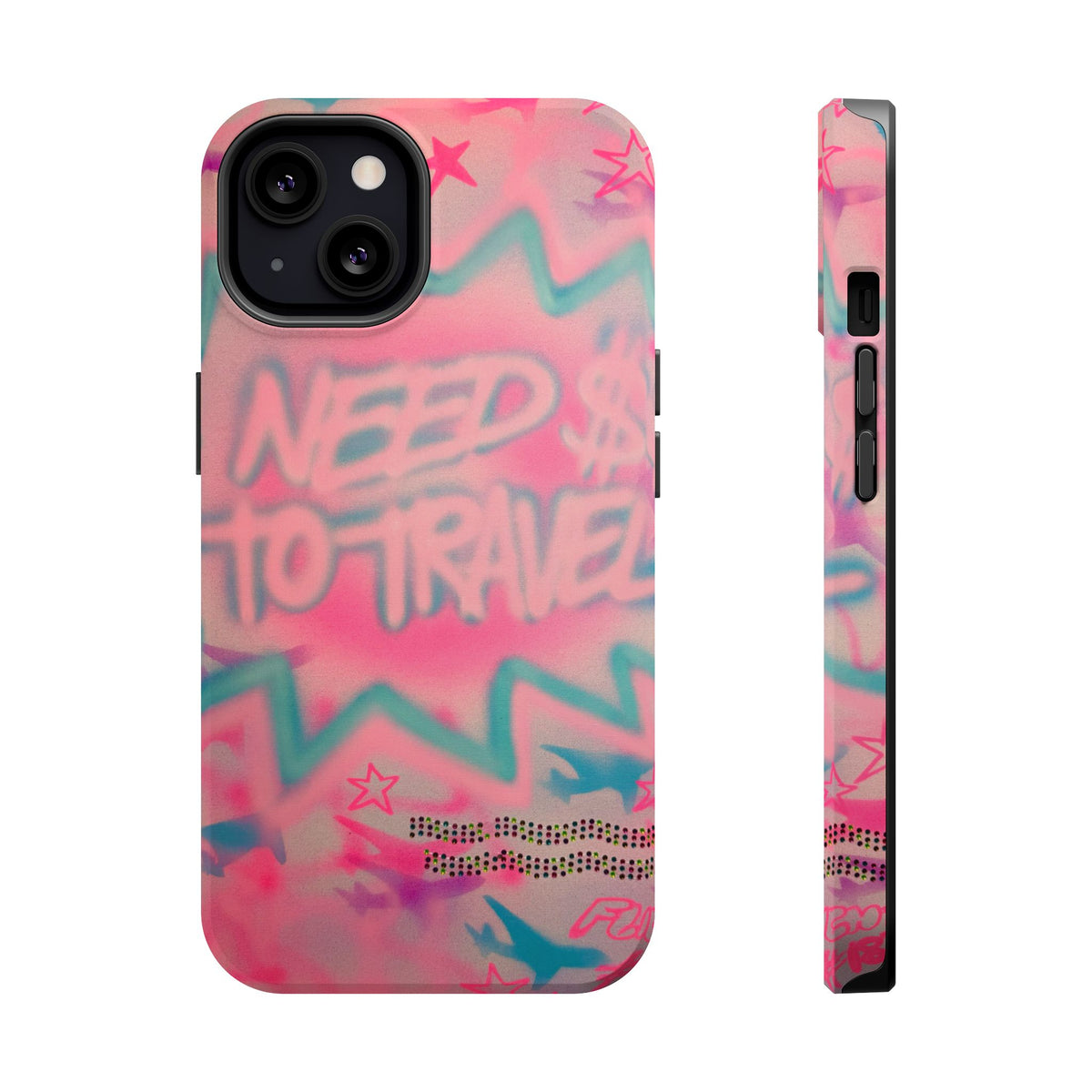 MagSafe "need $$ to travel" airbrush iPhone case