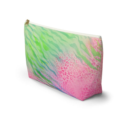 "teal cheetah" airbrush makeup pouch
