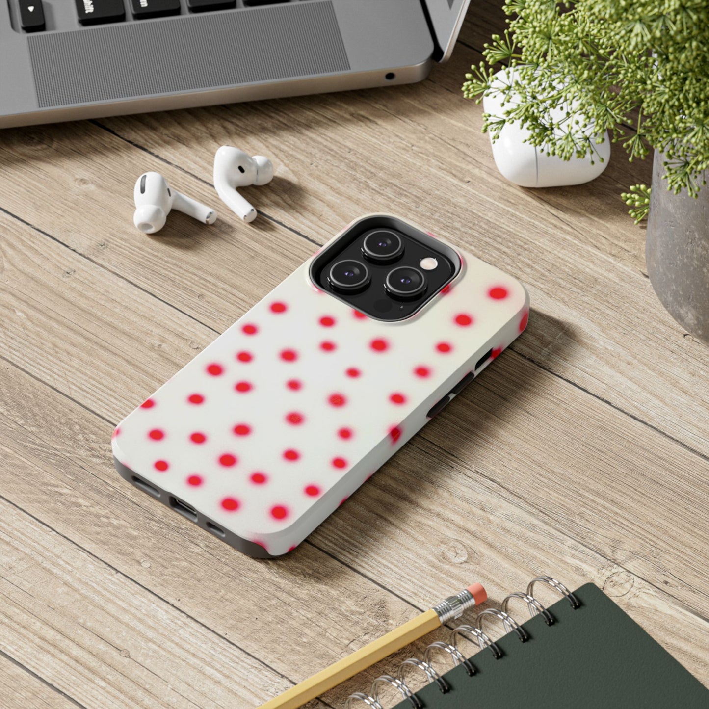 "vanilla cherry polka dot" airbrush iPhone case
