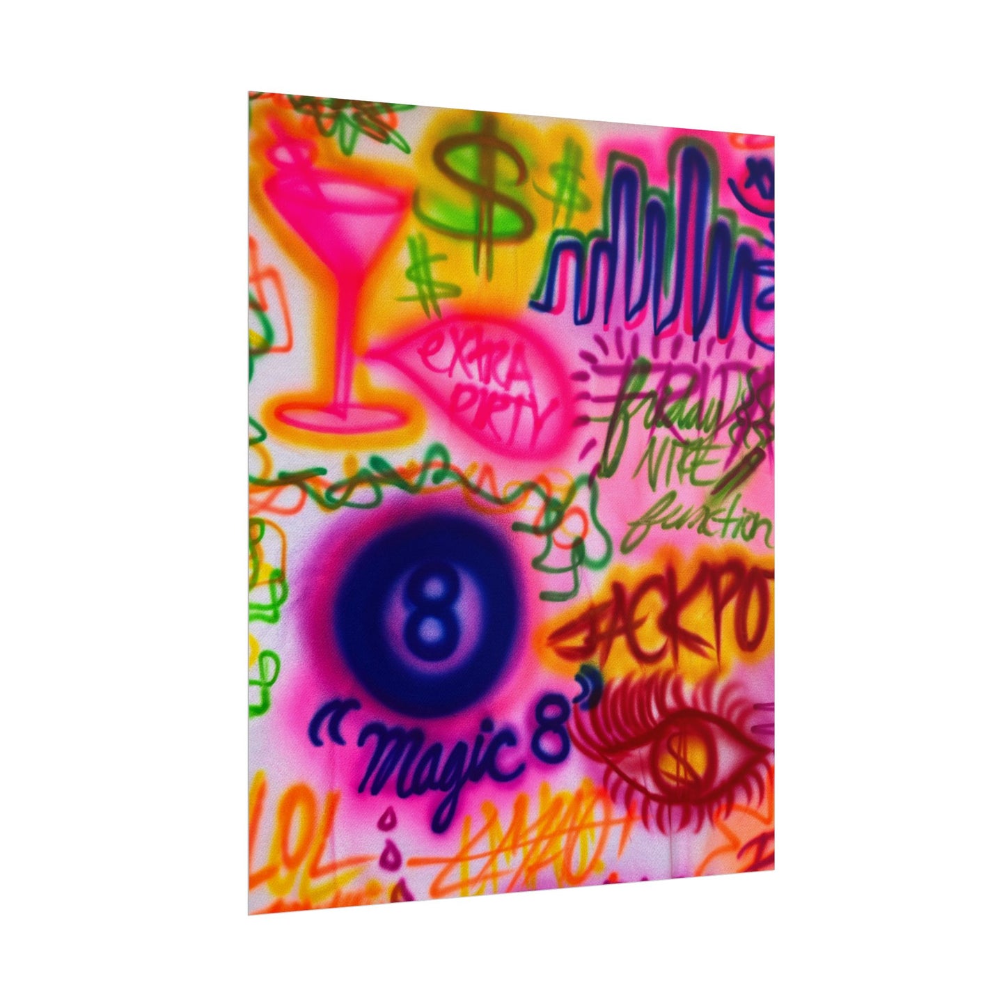 "colorful chaos" airbrush rolled print