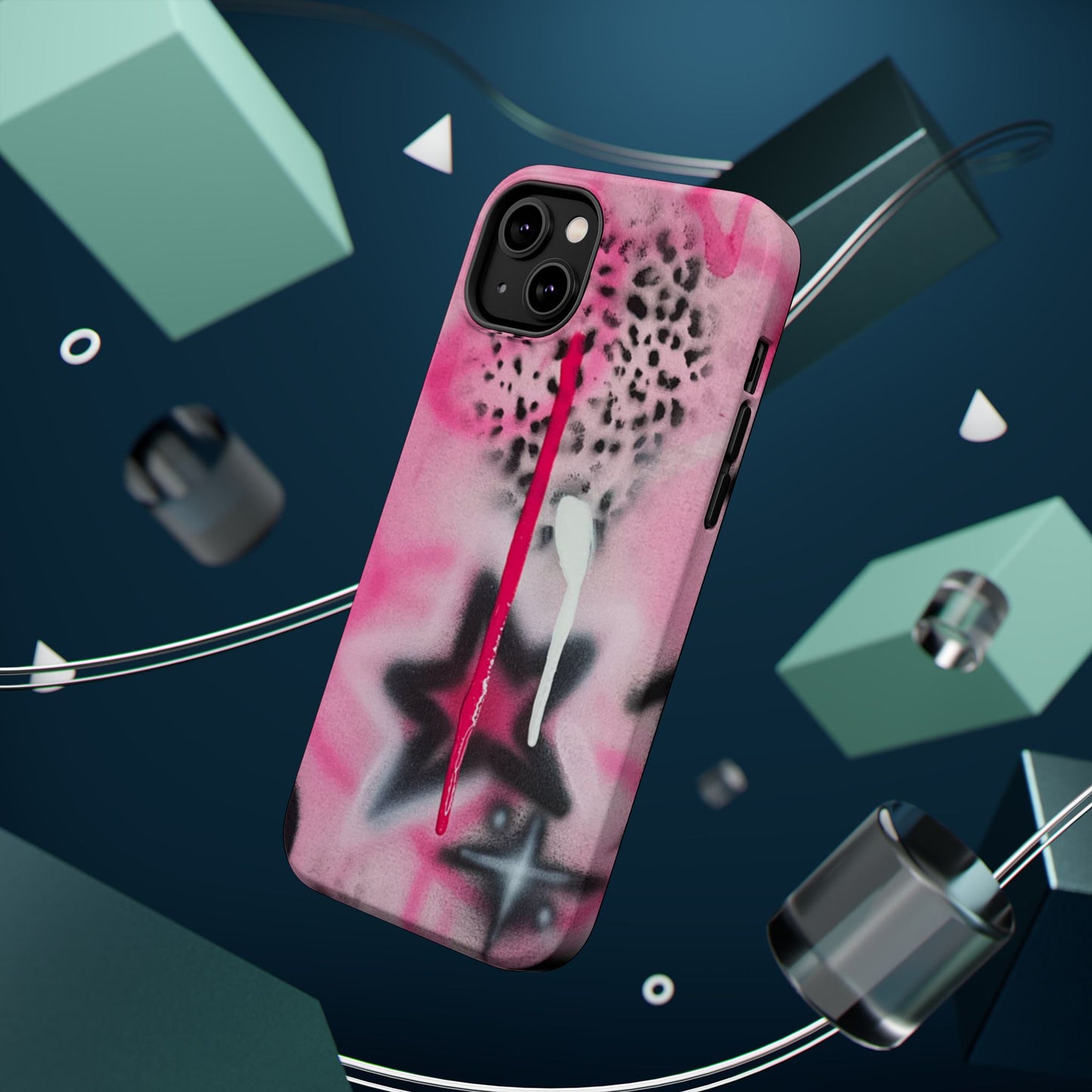 MagSafe "pink cheetah" airbrush iPhone case