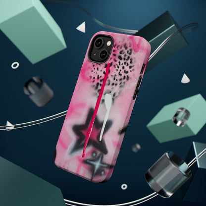 MagSafe "pink cheetah" airbrush iPhone case