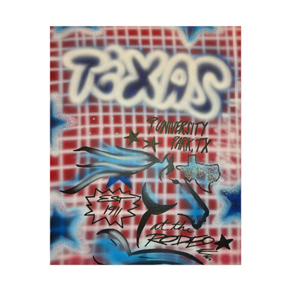 "texas" airbrush rolled print