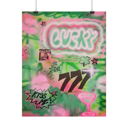 "so lucky" airbrush rolled print