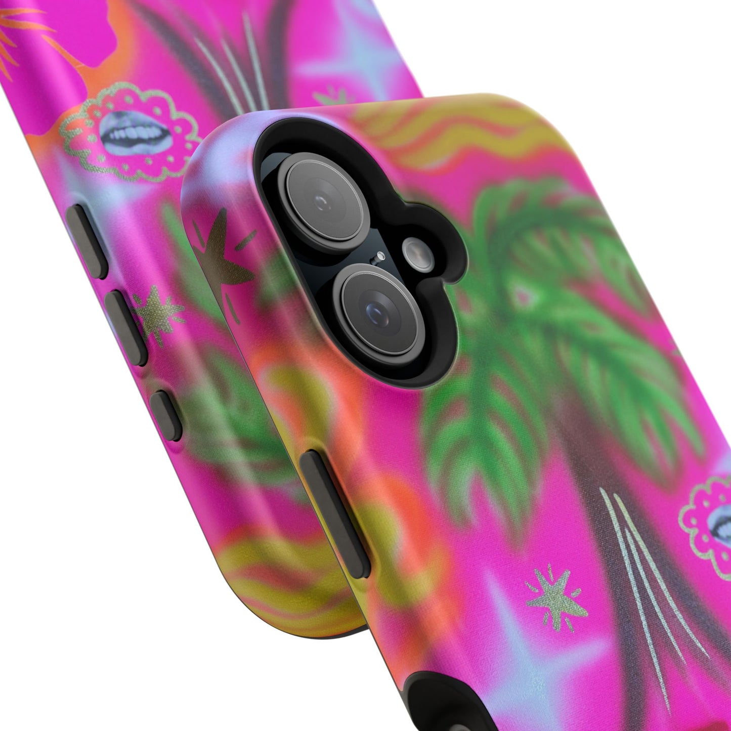 MagSafe "neon pink palms" Airbrush iPhone-Hülle