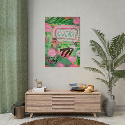 "so lucky" airbrush rolled print