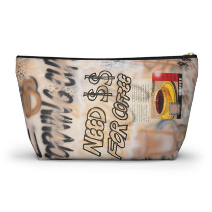 "need $$ for coffee" airbrush makeup pouch