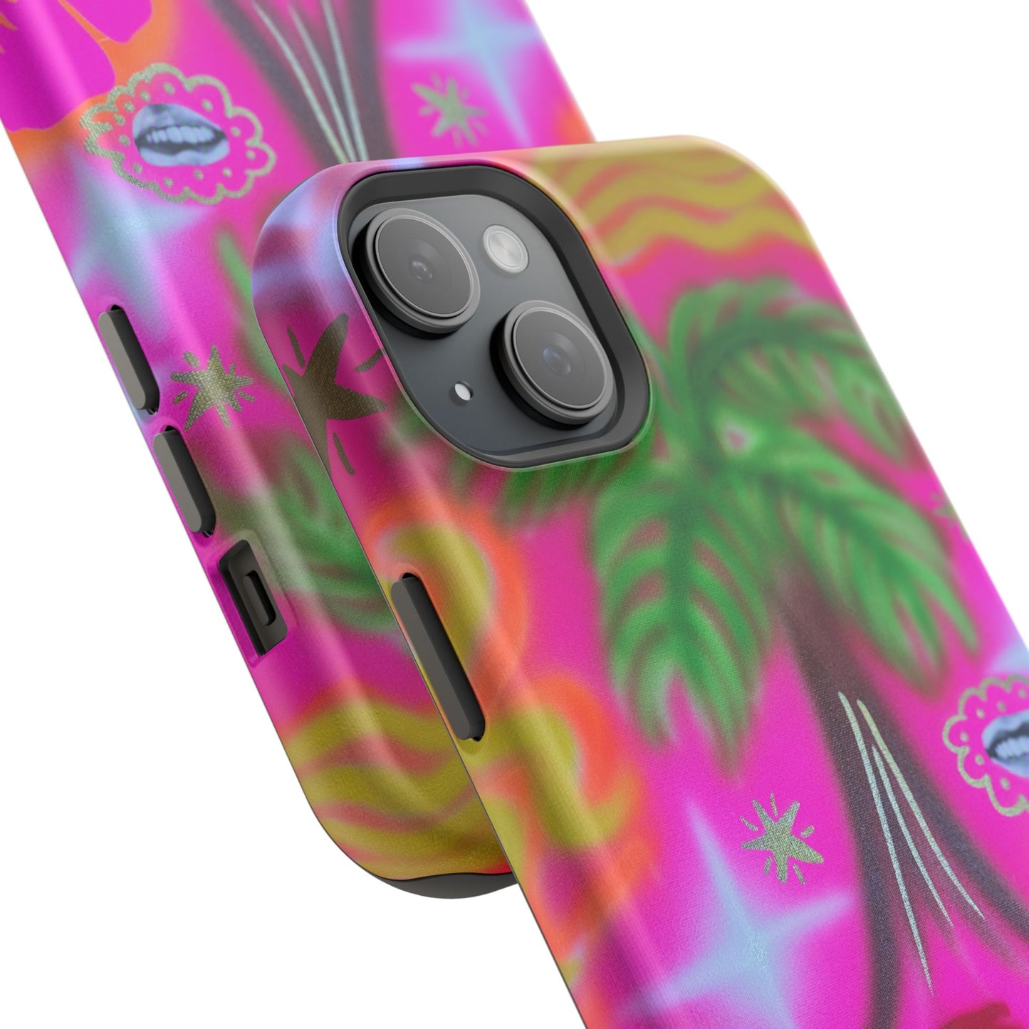 MagSafe "neon pink palms" Airbrush iPhone-Hülle