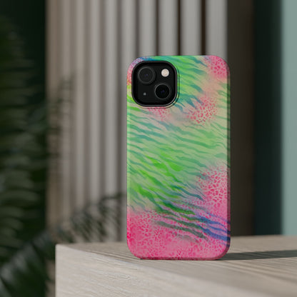 MagSafe "teal cheetah" airbrush iPhone case