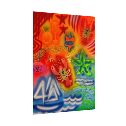 "tipsy lobster" airbrush rolled print