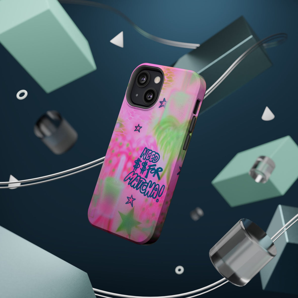 MagSafe "need $$ for matcha" airbrush iPhone case