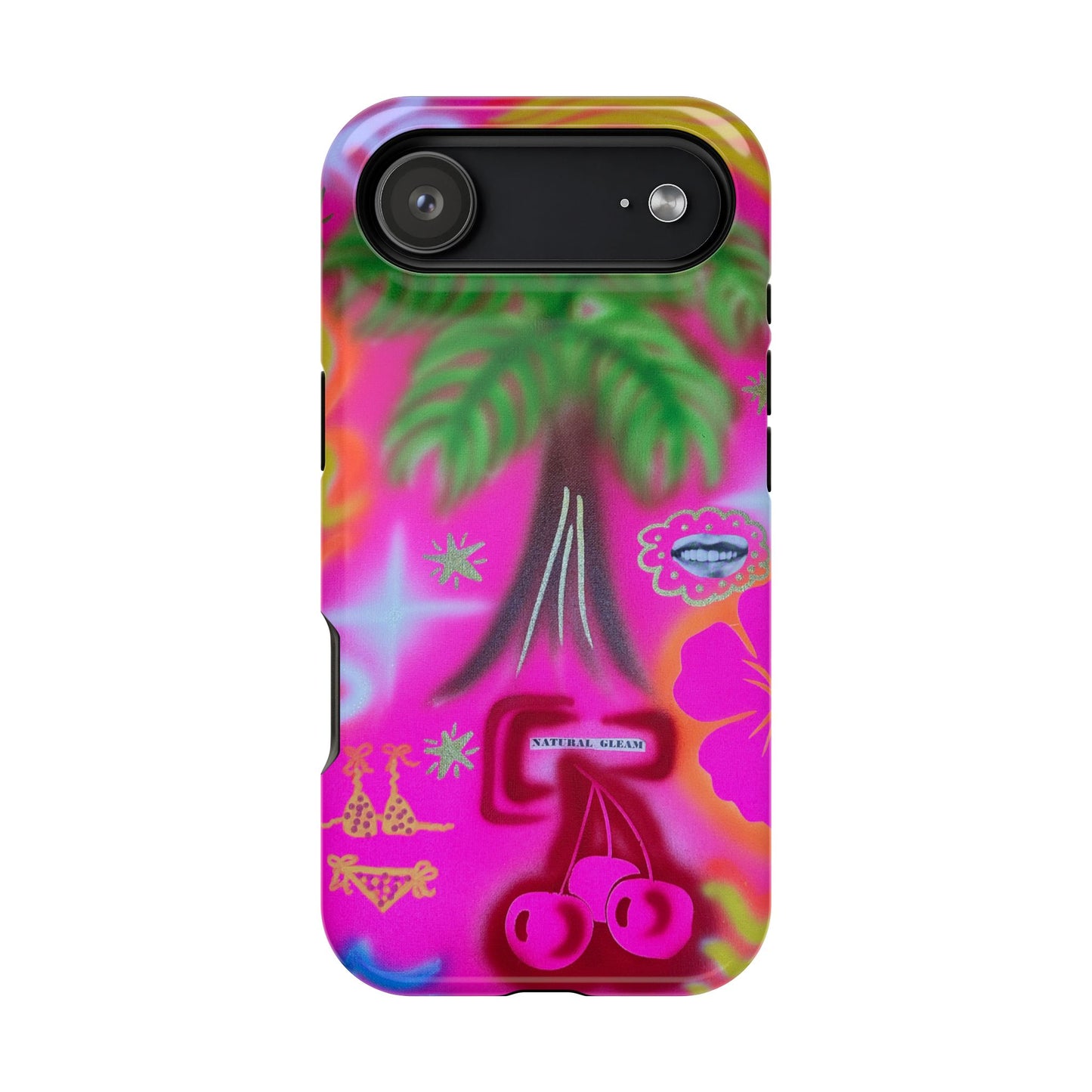 MagSafe "neon pink palms" Airbrush iPhone-Hülle