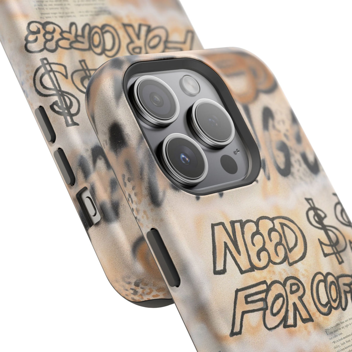 MagSafe "need $$ for coffee" airbrush iPhone case