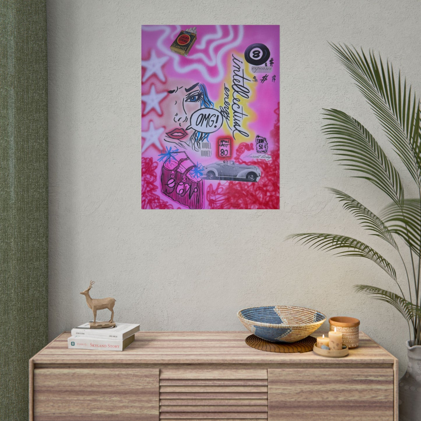 "intellectual energy" airbrush rolled print