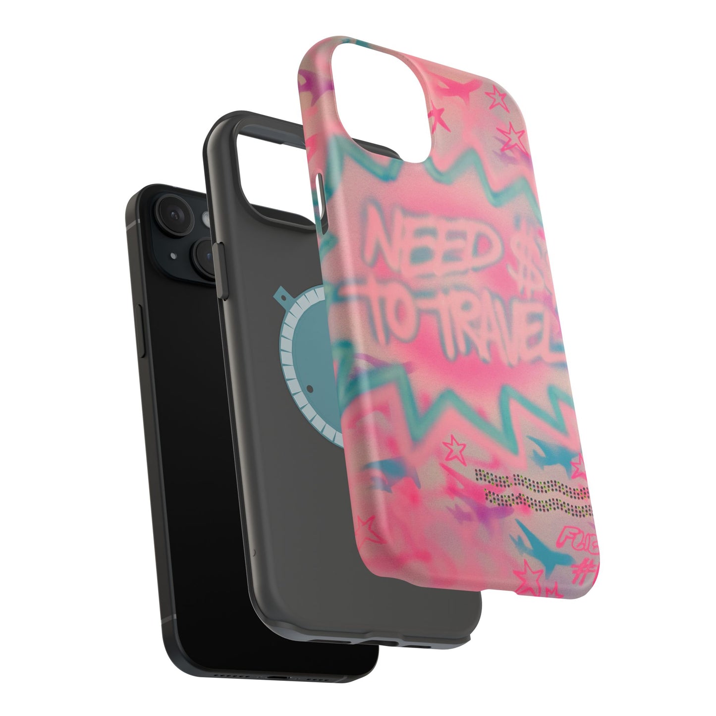 MagSafe "need $$ to travel" airbrush iPhone case