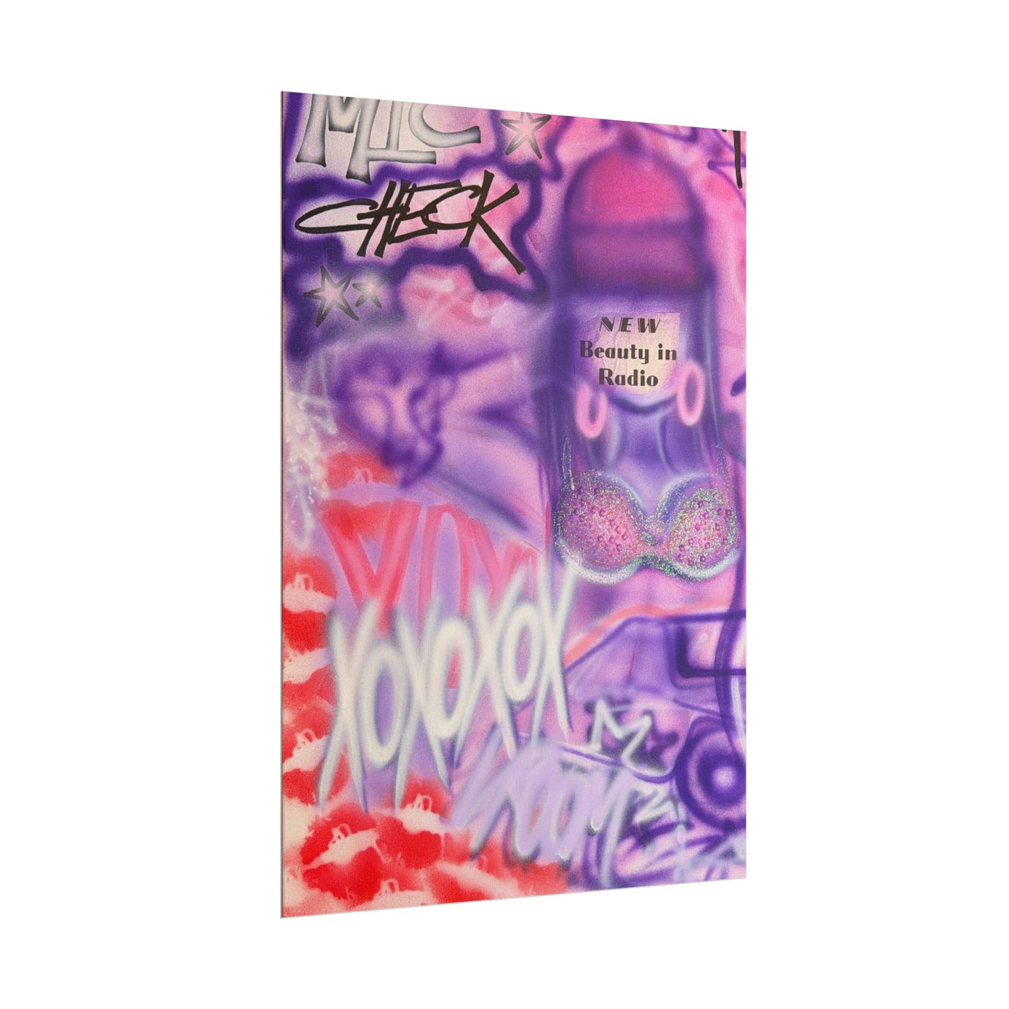 "mic check" airbrush rolled print