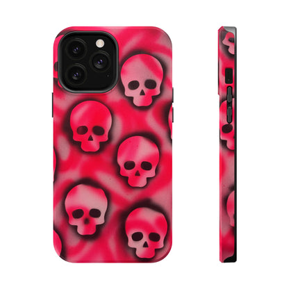 MagSafe "pink skully" airbrush iPhone case