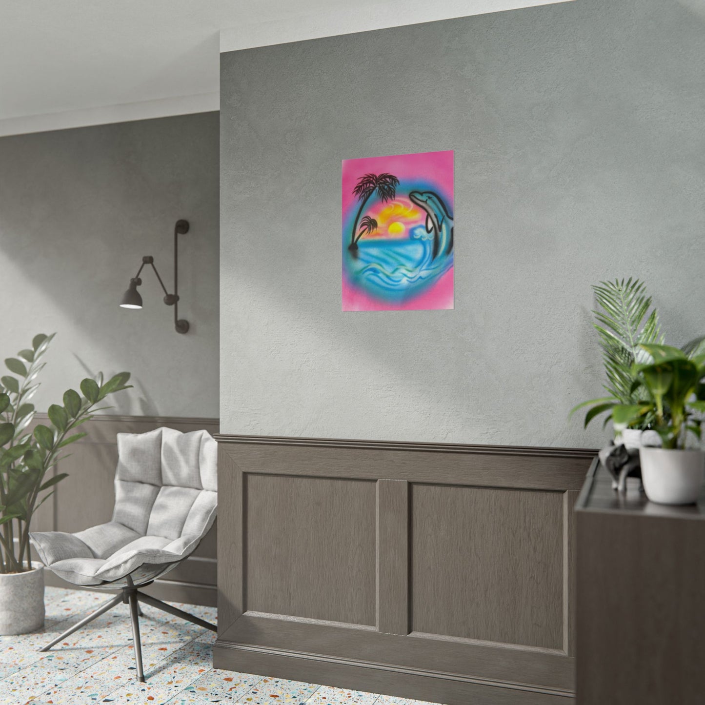 "dolphin love" airbrush rolled print