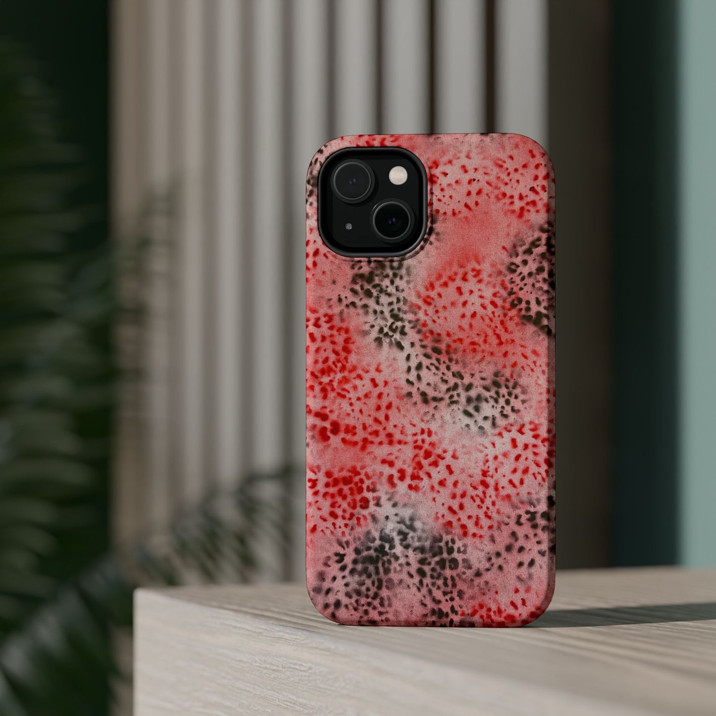 MagSafe "red cheetah" airbrush iPhone case
