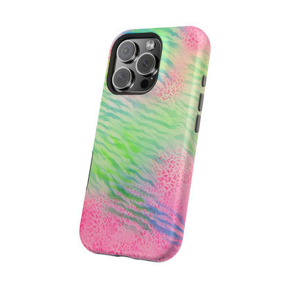 MagSafe "teal cheetah" airbrush iPhone case