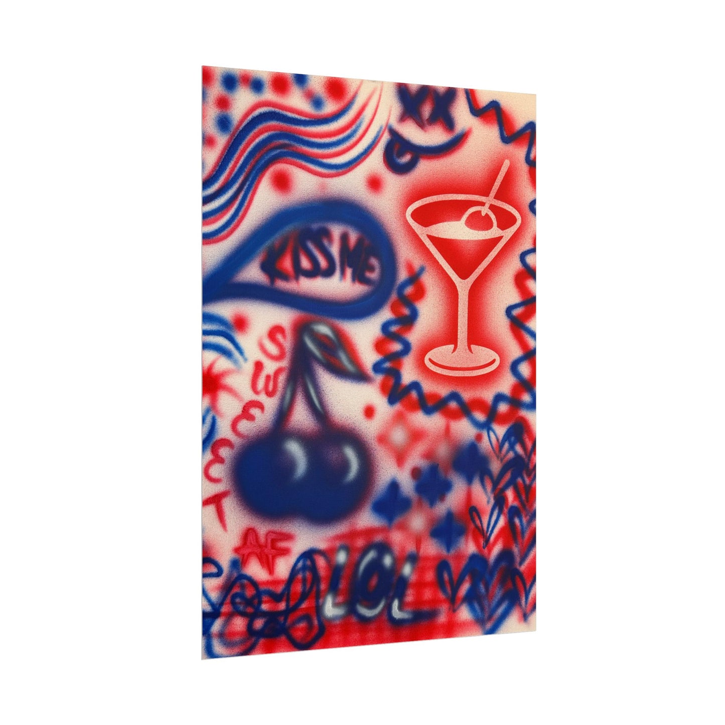"kiss me!" airbrush rolled print