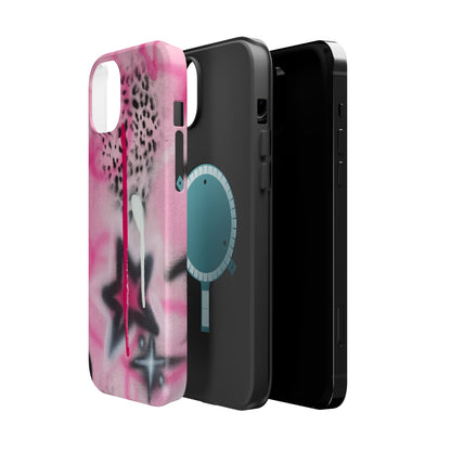 MagSafe "pink cheetah" airbrush iPhone case