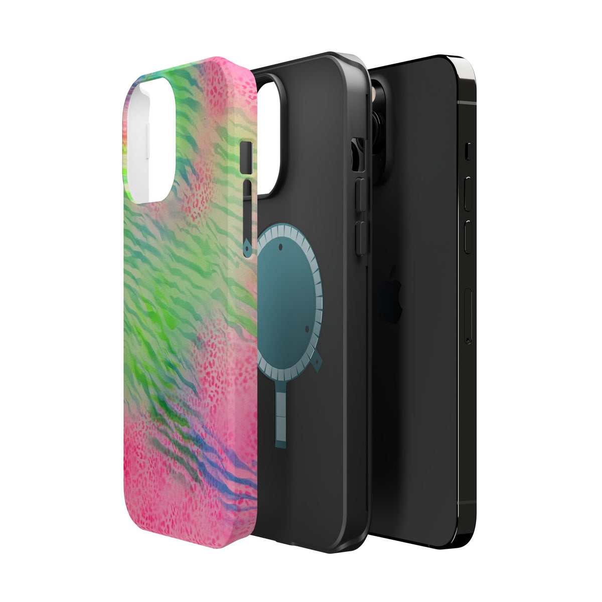 MagSafe "teal cheetah" airbrush iPhone case