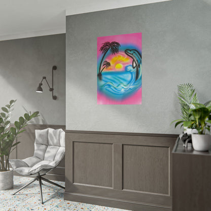 "dolphin love" airbrush rolled print