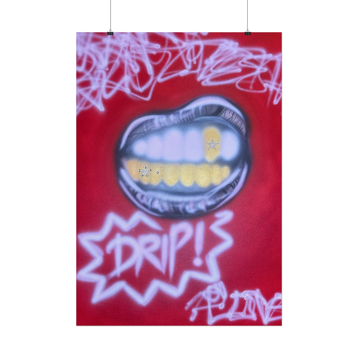 "tooth drip" airbrush rolled print