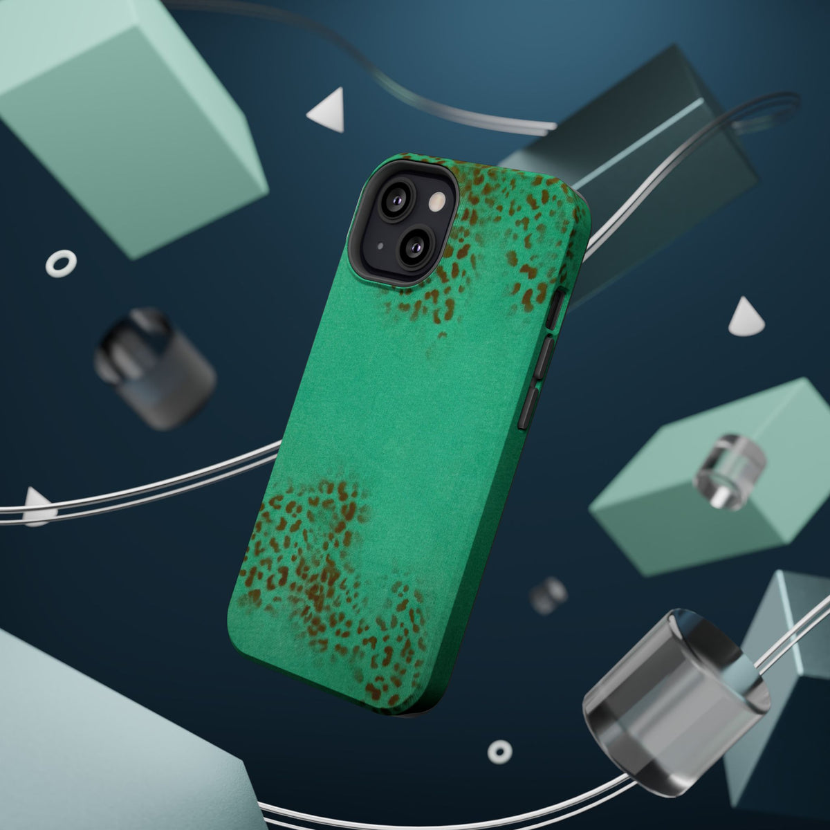 MagSafe "teal cheetah" airbrush iPhone case