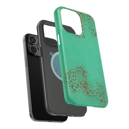 MagSafe "teal cheetah" airbrush iPhone case