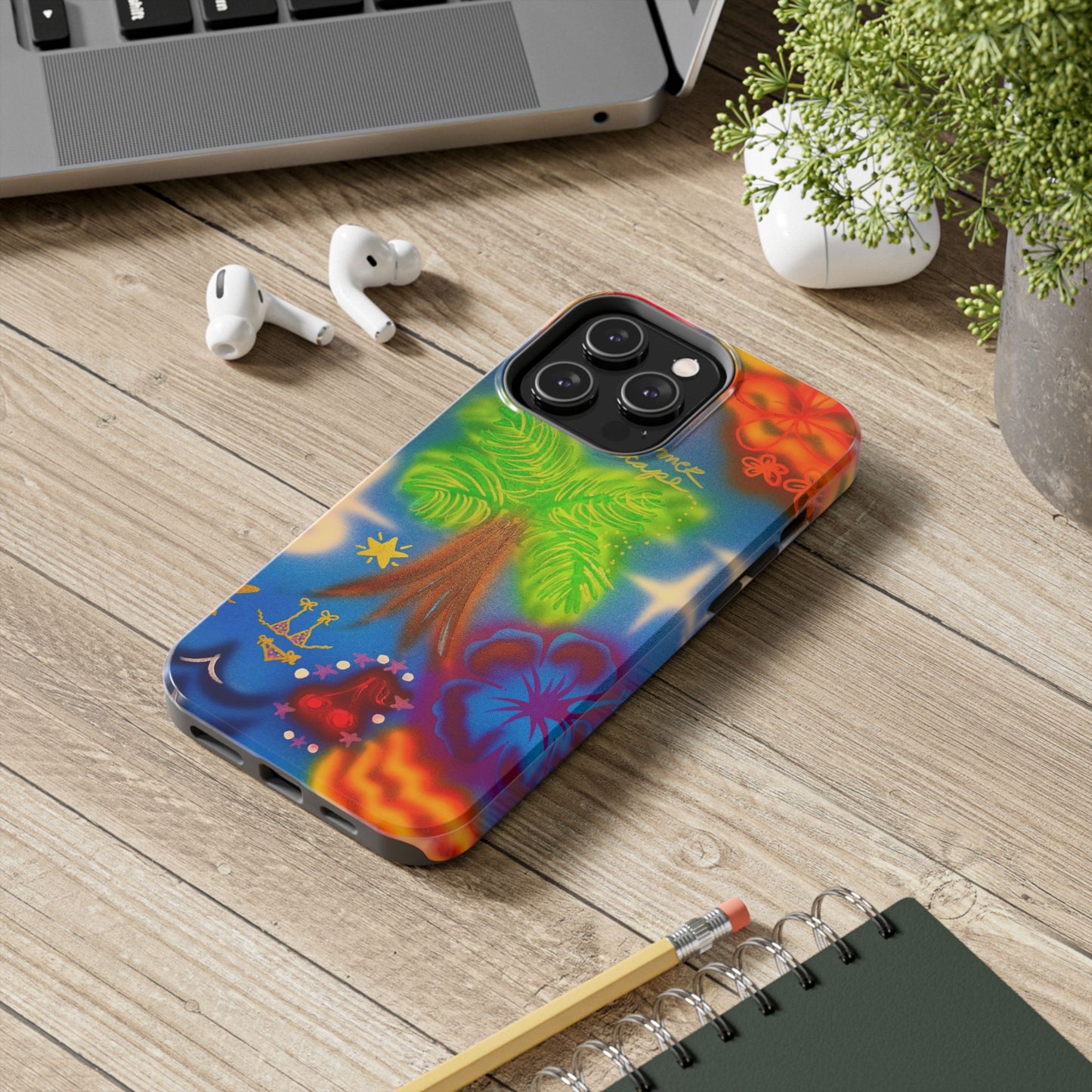 "neon blue palms" airbrush iPhone case
