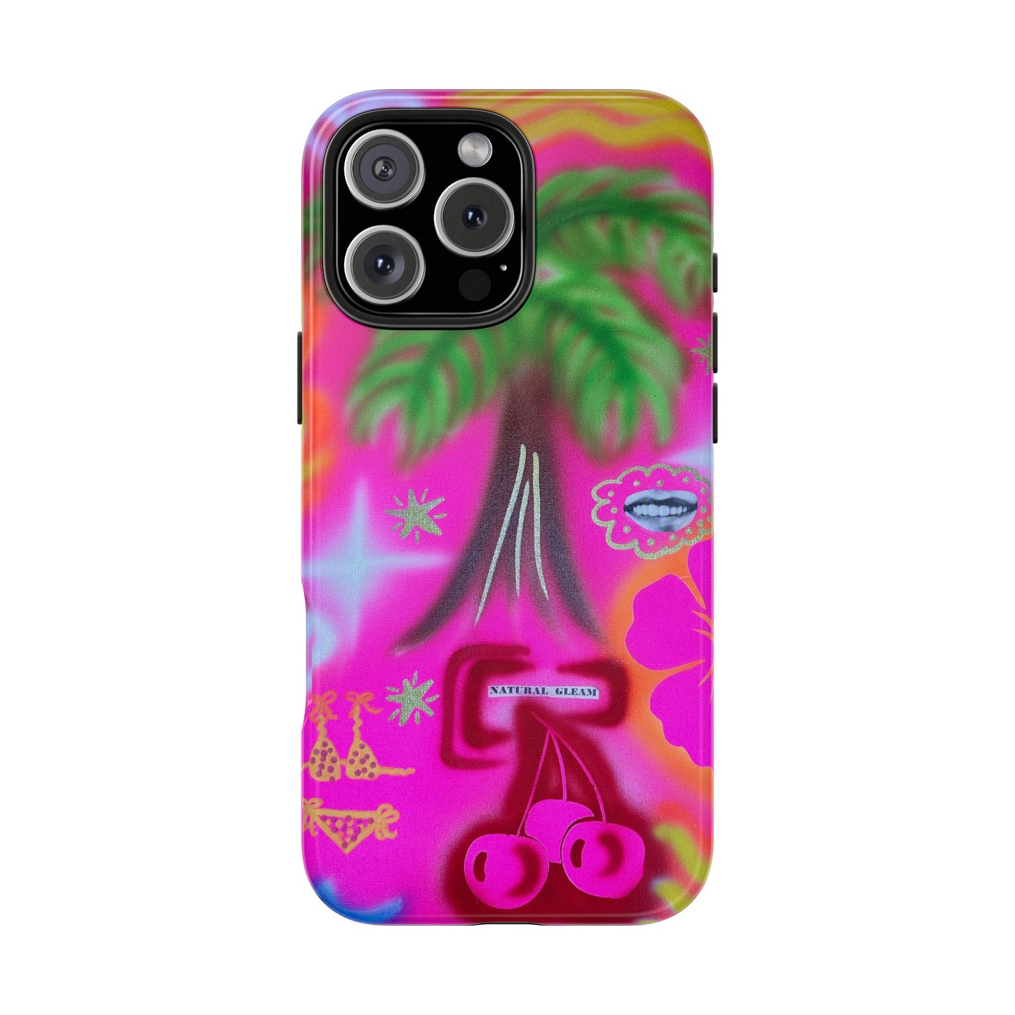 "neon pink palms" airbrush iPhone case