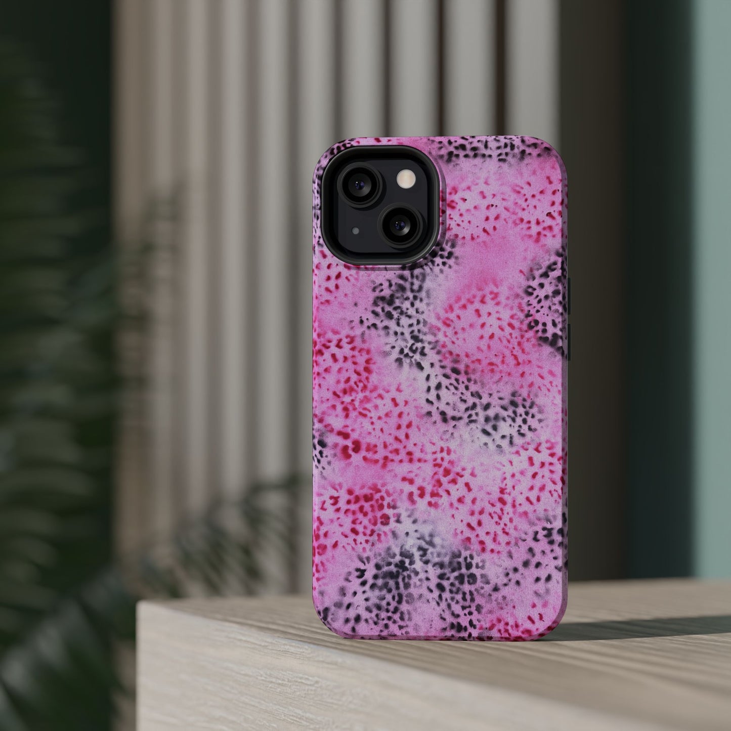 MagSafe "pink cheetah" airbrush iPhone case
