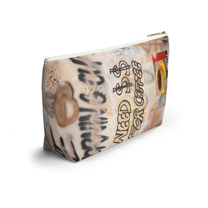 "need $$ for coffee" airbrush makeup pouch