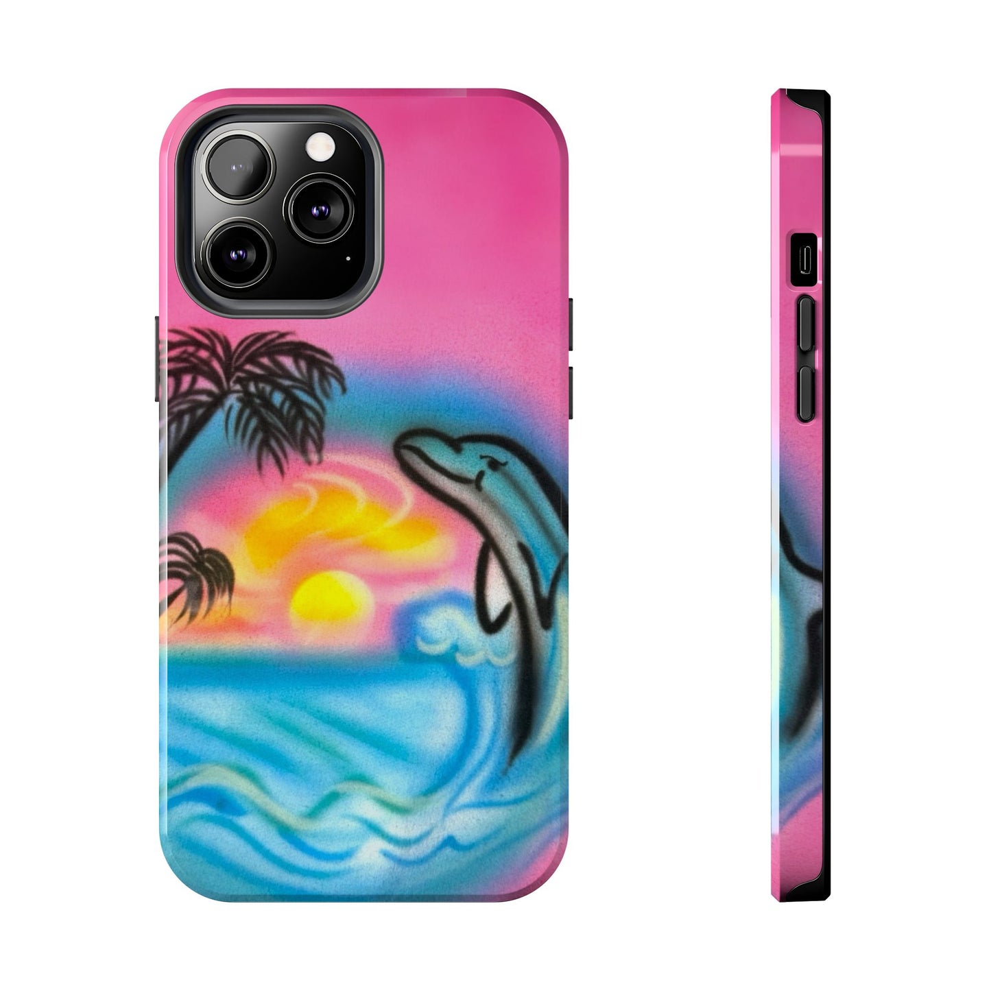 "dolphin love" airbrush iPhone case