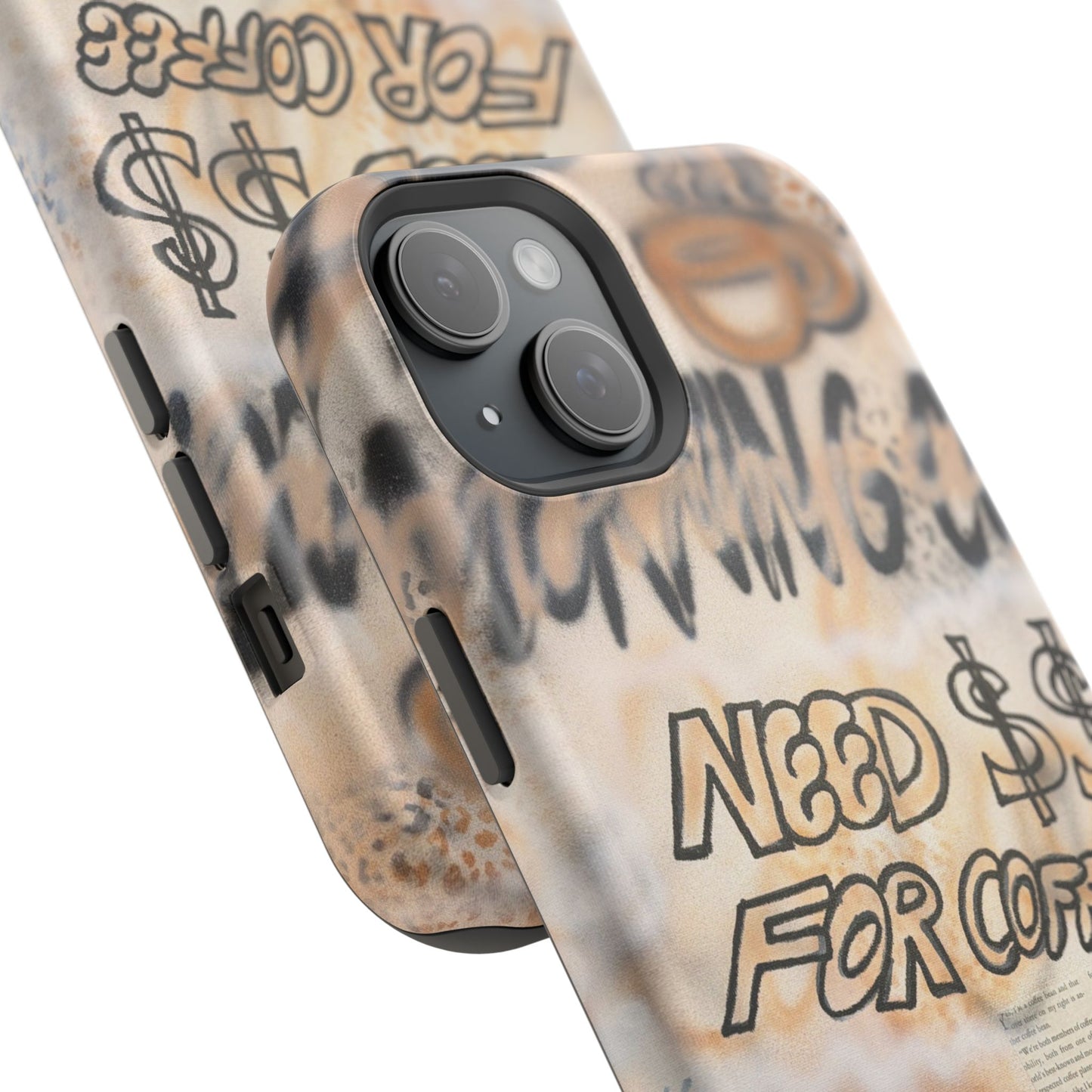 MagSafe "need $$ for coffee" airbrush iPhone case