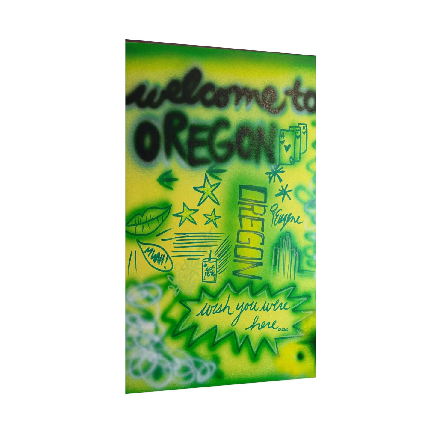 "oregon" airbrush rolled print