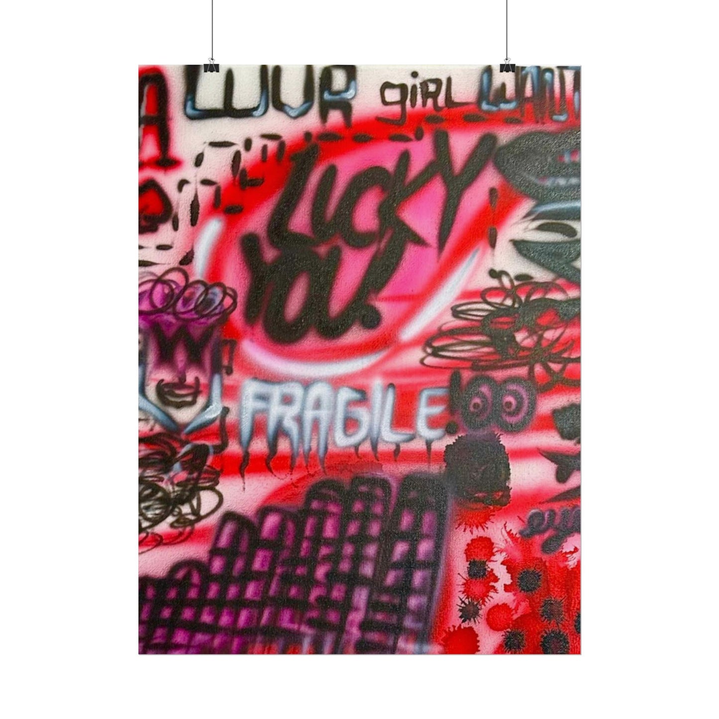 "lucky you!" airbrush rolled print
