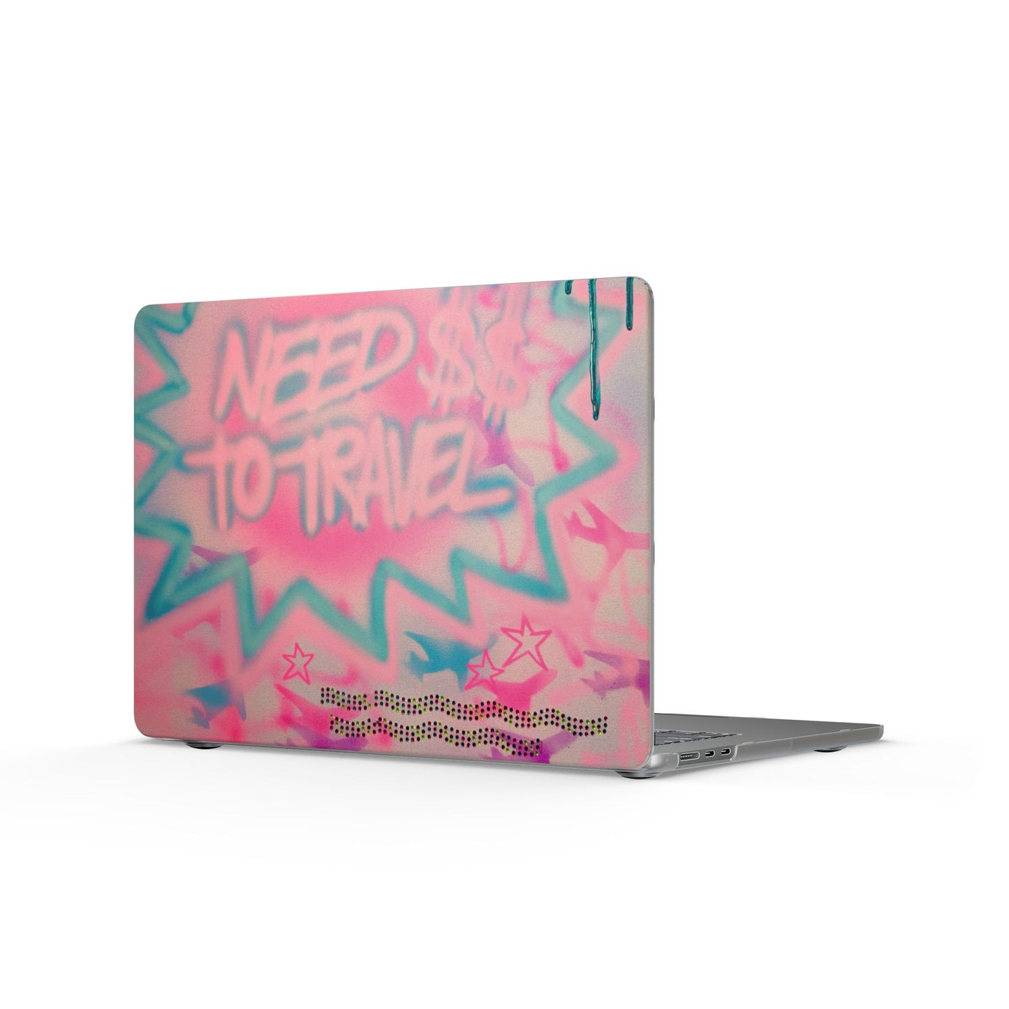 "need $$ to travel" airbrush matte macbook case