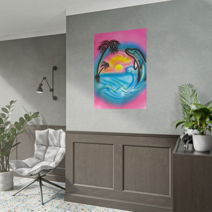 "dolphin love" airbrush rolled print