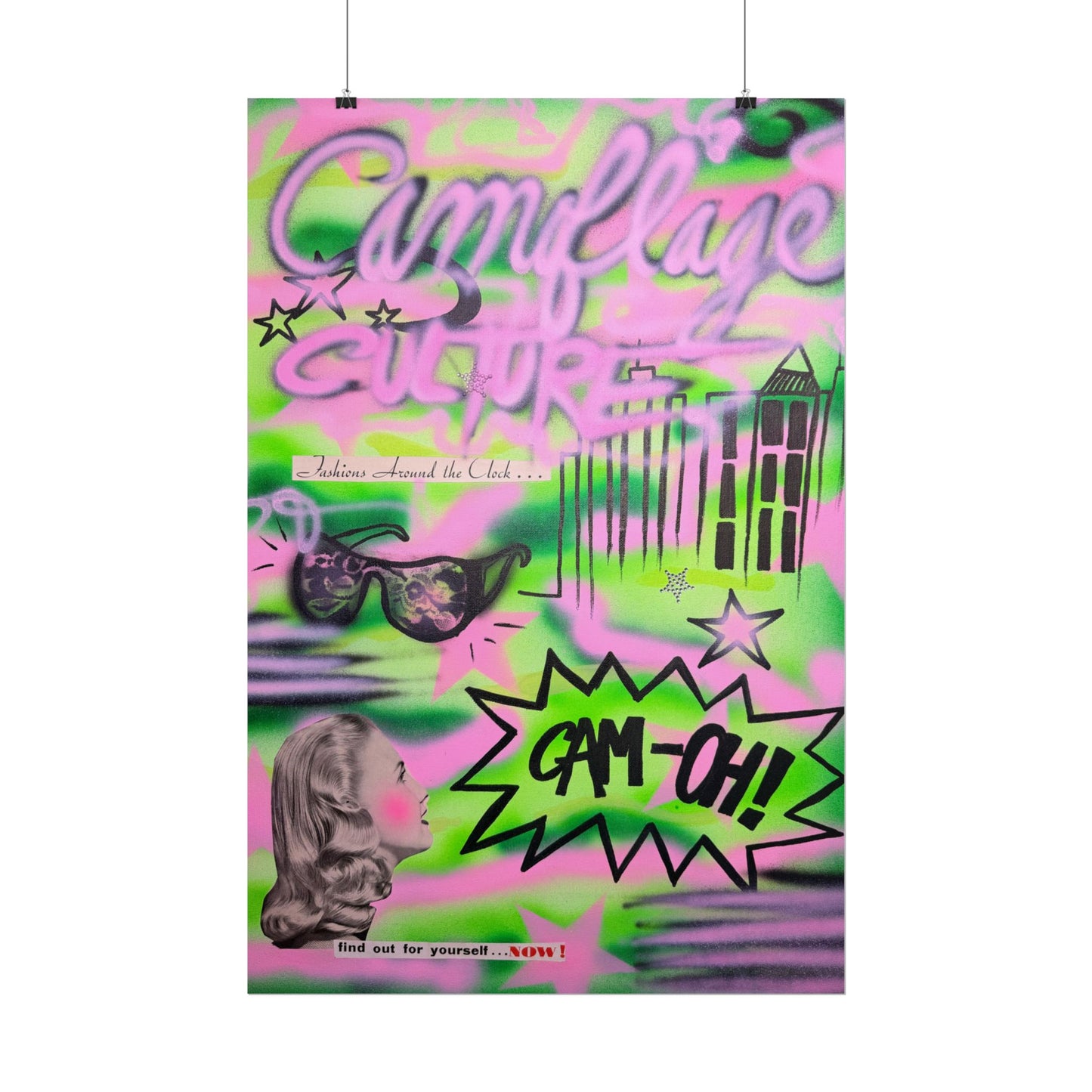 "green camo" airbrush rolled print